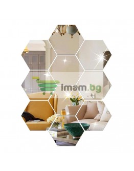 Комплект шестоъгълни декоративни огледала, 5 бр.